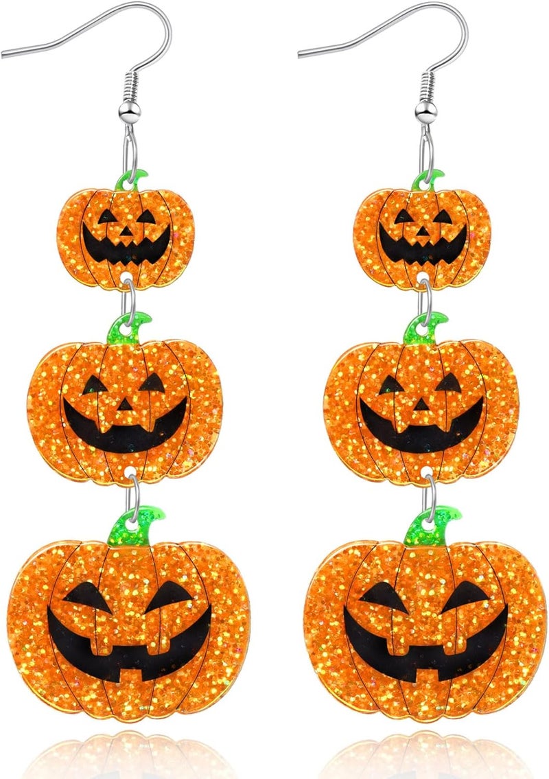 mintolex Acrylic Halloween Earrings Black Skull Bat Drop Dangle Earrings for Women Fun Cute Spooky Halloween Holiday Costume Jewelry - Image 1